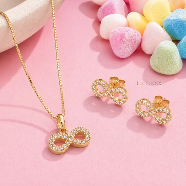 Conjunto Infantil Infinito Cravejado com Zircônias