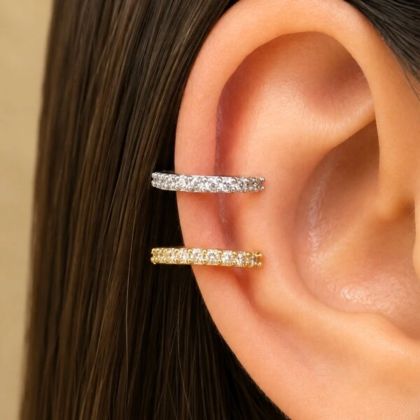 Piercing Fake Delicado Cravejado com Zircônias