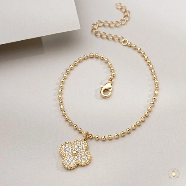 Pulseira Trevo Cravejado com Zircônias