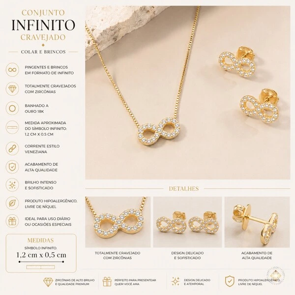 Conjunto Infinito Cravejado com Zircônias