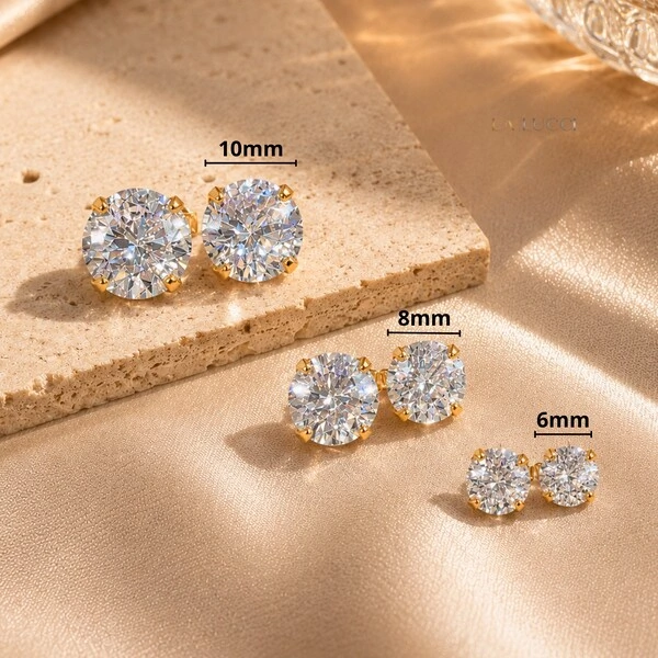 Trio de Brincos Solitário com Zircônia 4 Garras