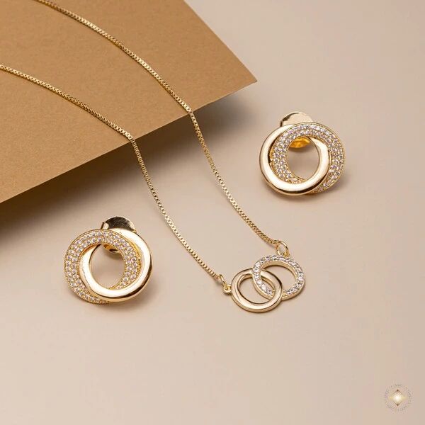 Conjunto Elos Entrelaçados Liso e Cravejado