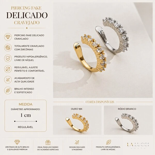 Piercing Fake Delicado Cravejado