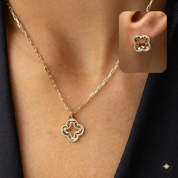 Conjunto Trevo Vazado Diamantado