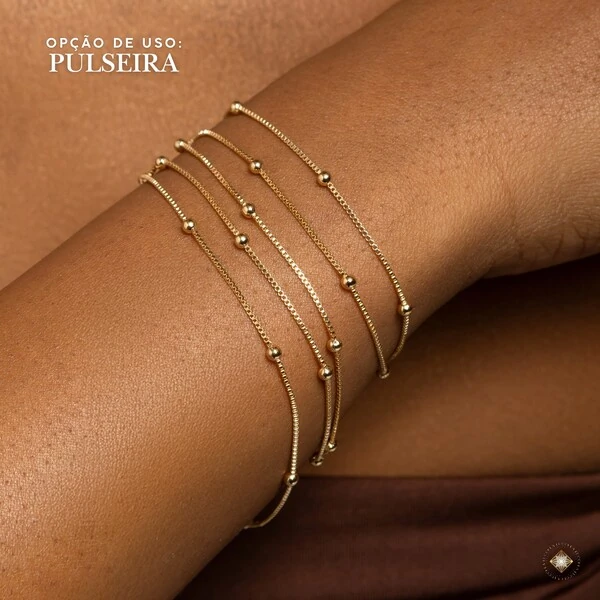 Colar Longo com Bolinhas - 3 em 1