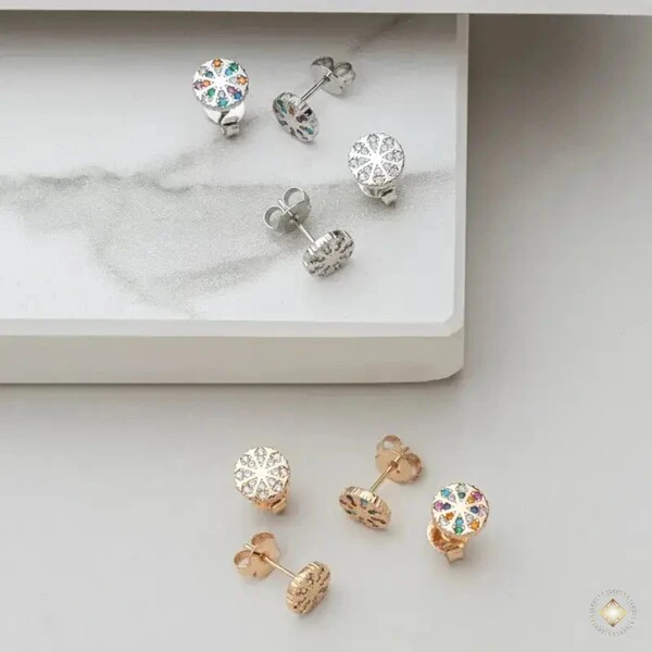 Kit Brincos Redondos Cravejados Duo Colors