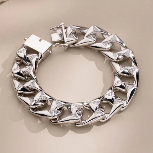 Pulseira Elos Quadrados com Zircônias