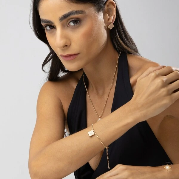 Pulseira Trevo Cravejado com Zircônias