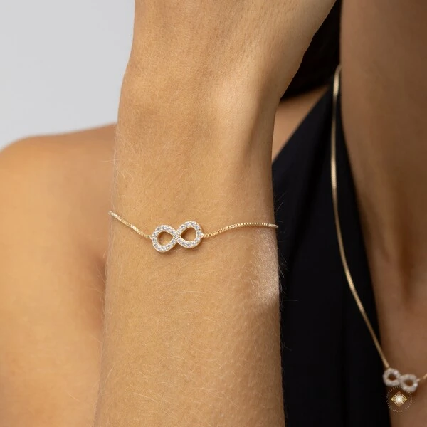 Pulseira Infinito Cravejada Regulável