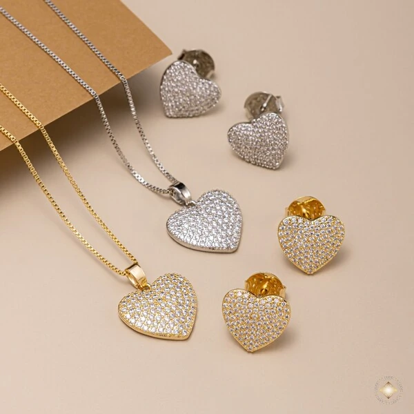 Conjunto Coração Cravejado