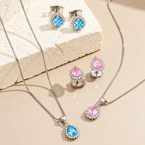 Conjunto Gota de Zircônia Colorida