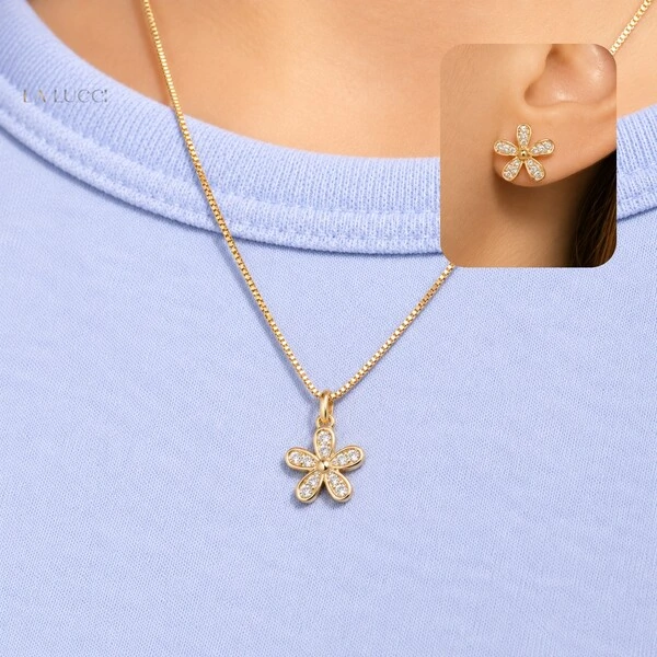 Conjunto Infantil Flor Cravejada com Zircônias