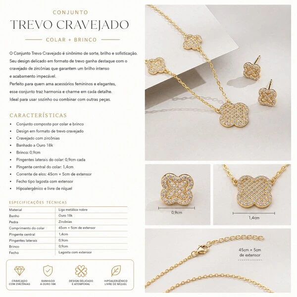 Conjunto Trevo Cravejado