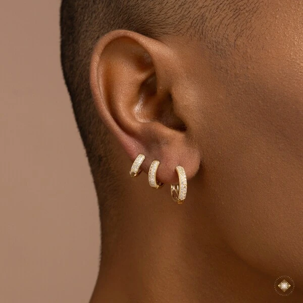 Trio de Argolas Duas Fileiras Cravejadas