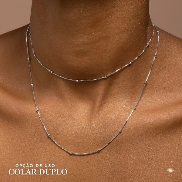 Colar Longo com Bolinhas - 3 em 1