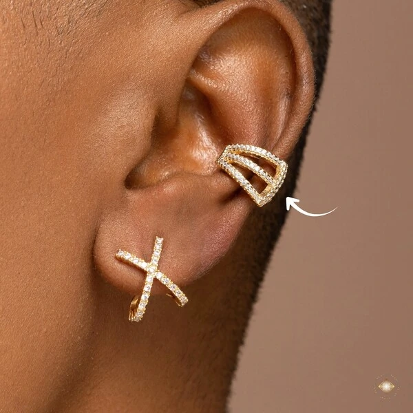 Piercing Fake Três Fileiras Cravejado