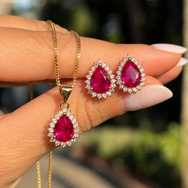 Conjunto Gota de Zircônia Colorida
