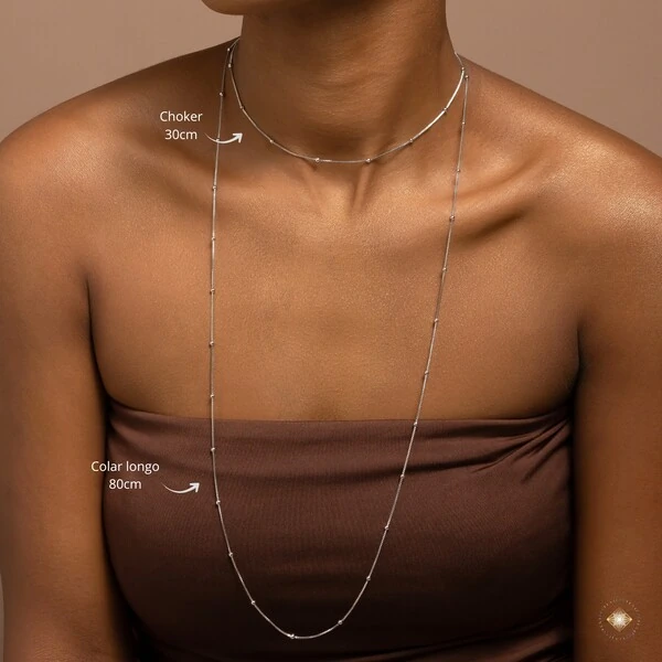 Colar Longo com Bolinhas - 3 em 1