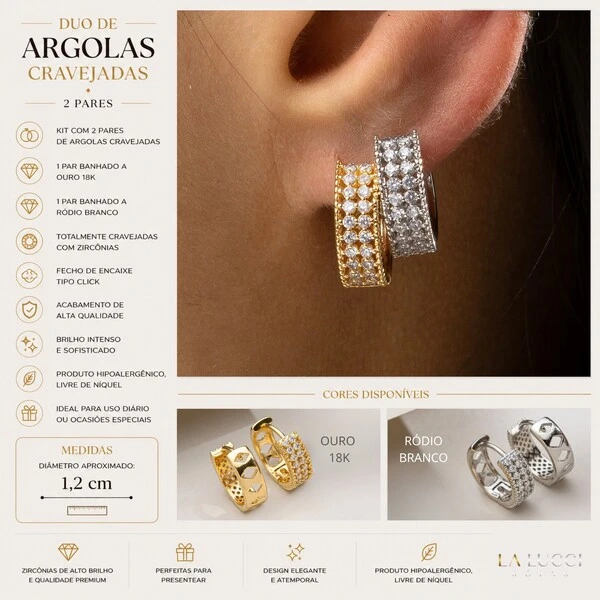 Kit Duo de Argolas Cravejadas