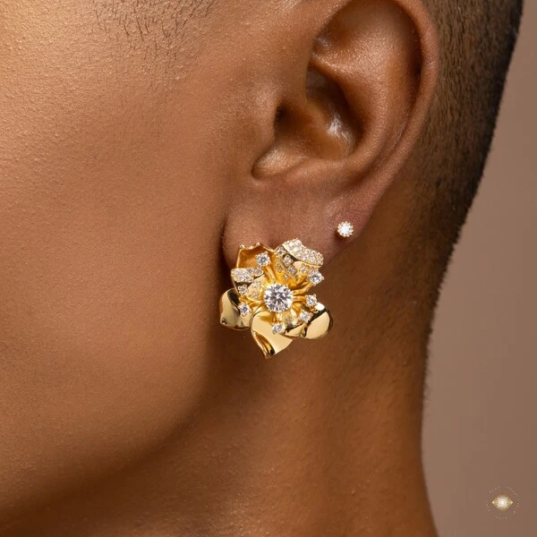 Brinco Flor Lisa com Zircônias