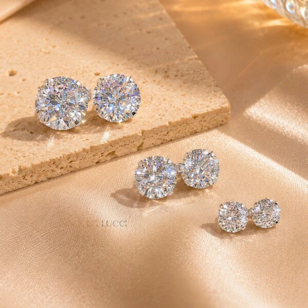 Trio de Brincos Solitário com Zircônia 4 Garras