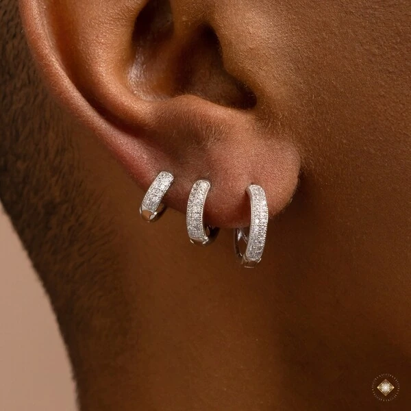 Trio de Argolas Duas Fileiras Cravejadas