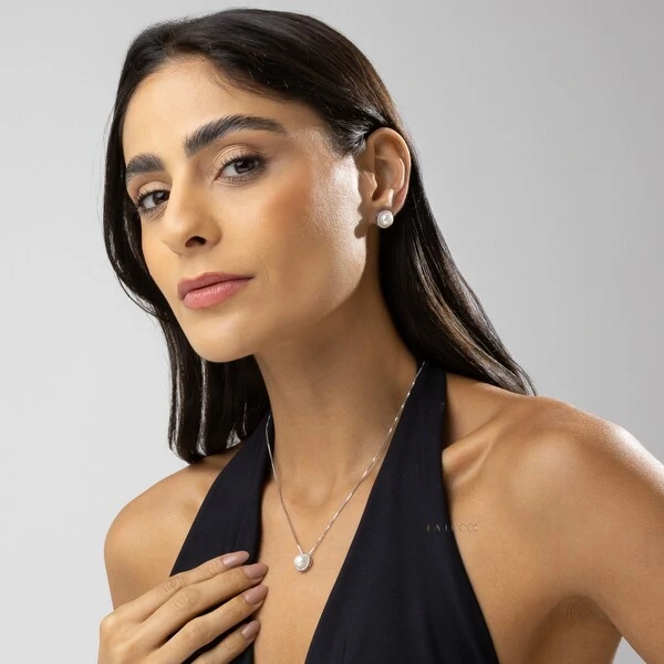 Conjunto de Pérola com Zircônias