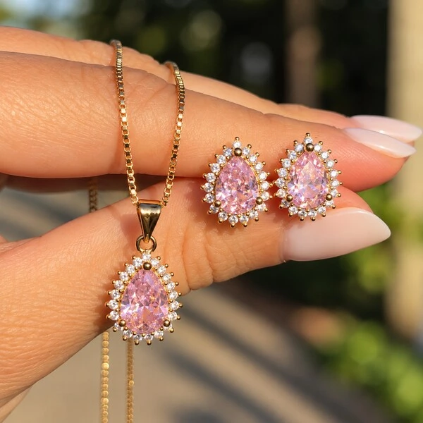 Conjunto Gota de Zircônia Colorida