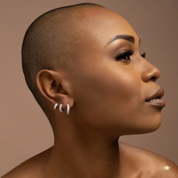 Trio de Argolas Duas Fileiras Cravejadas