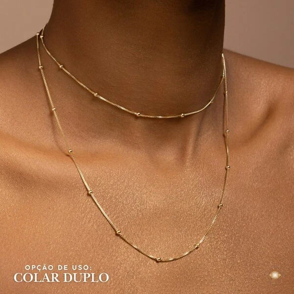 Colar Longo com Bolinhas - 3 em 1