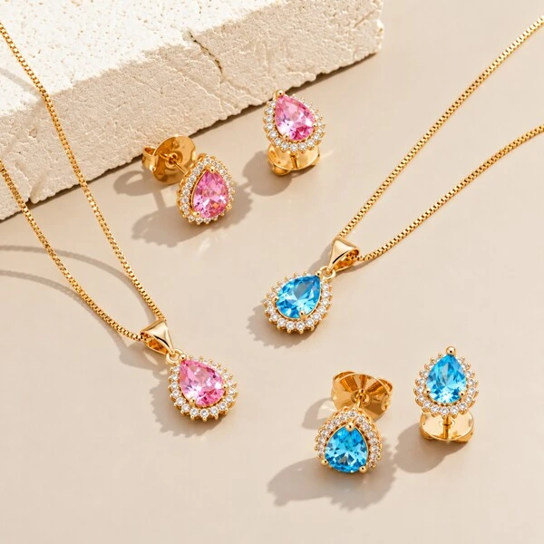 Conjunto Gota de Zircônia Colorida