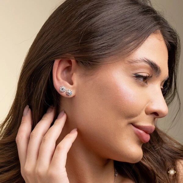 Kit Brincos Redondos Cravejados Duo Colors