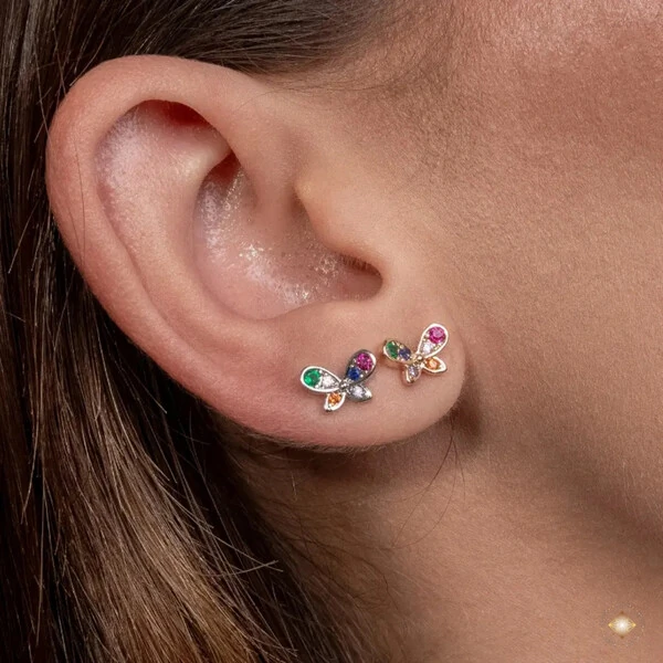 Dupla de Brincos Borboletinha Colorida