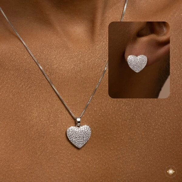 Conjunto Coração Cravejado