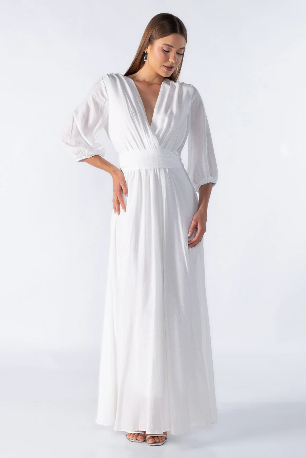 FotoVestido longo com decote em v