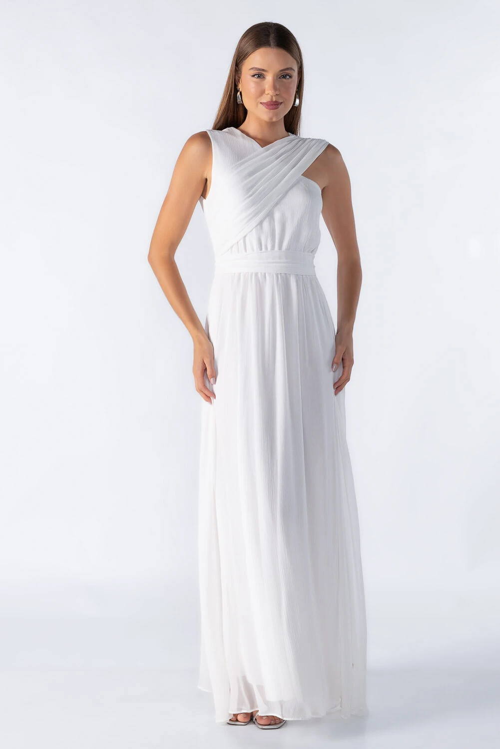 FotoVestido longo com transpassado no decote