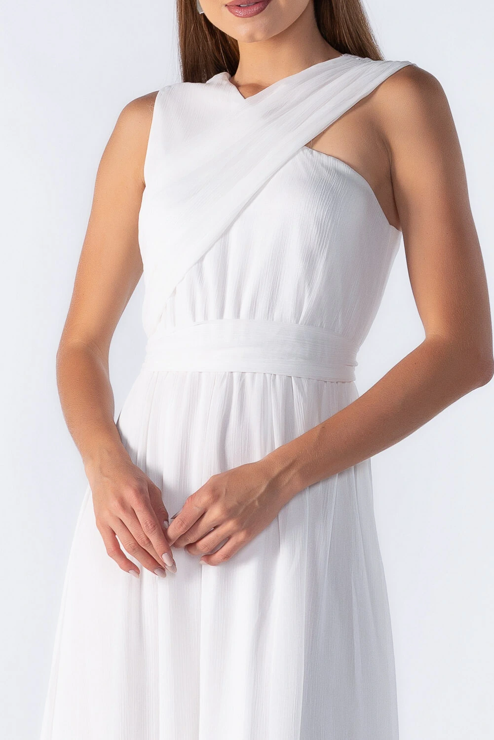 FotoVestido longo com transpassado no decote