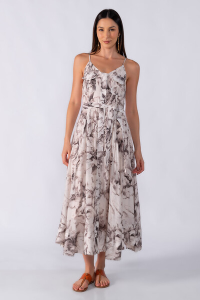 Foto Vestido longo estampado alça regulavel
