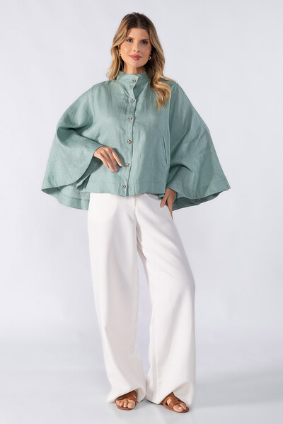 FotoPoncho linho com botoes