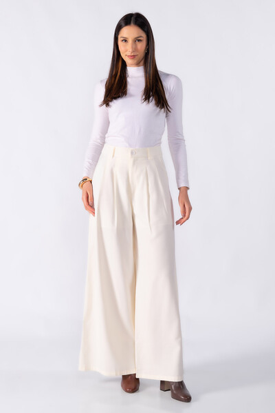 Foto Pantalona com pregas frontal cintura alta