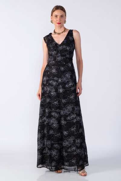 Foto Vestido longo renda detalhe em paetê