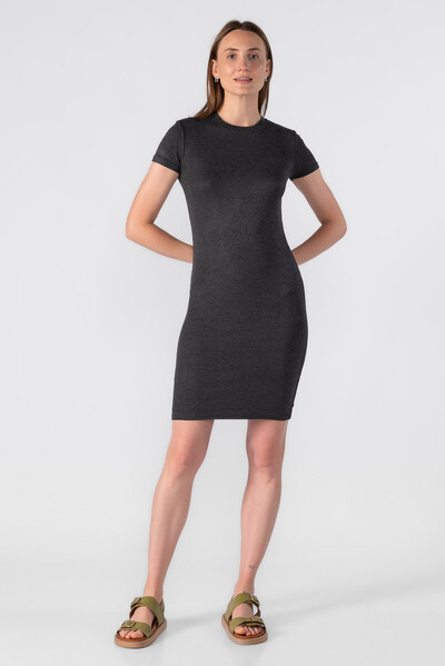 FotoVestido canelado manga curta