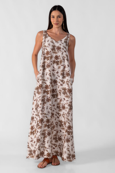 Foto Vestido longo amplo fluido estampado