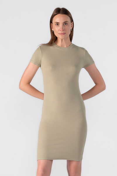 Foto Vestido canelado manga curta