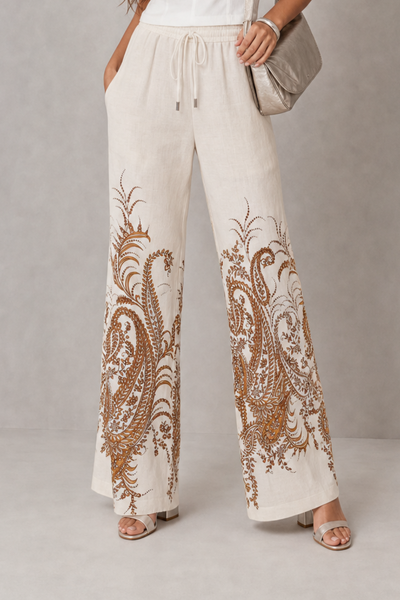 Foto Calça pantalona estampa paisley