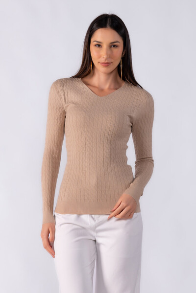 Foto Blusa manga longa decote em v