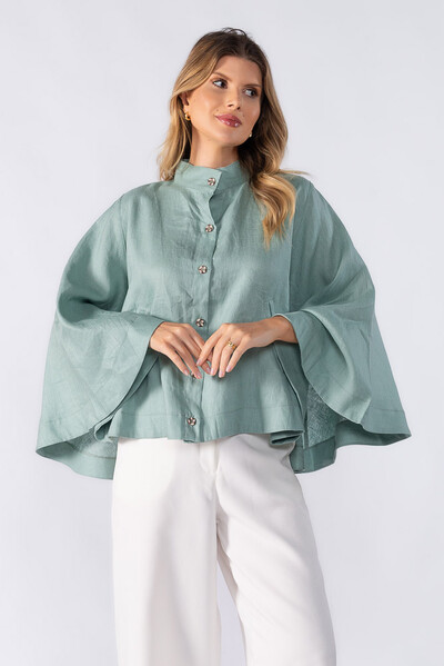 Foto Poncho linho com botoes