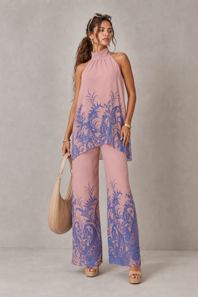 Foto Conjunto estampado túnica e calça chiffon