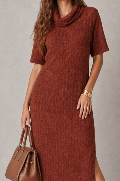 Foto Vestido midi com gola solta