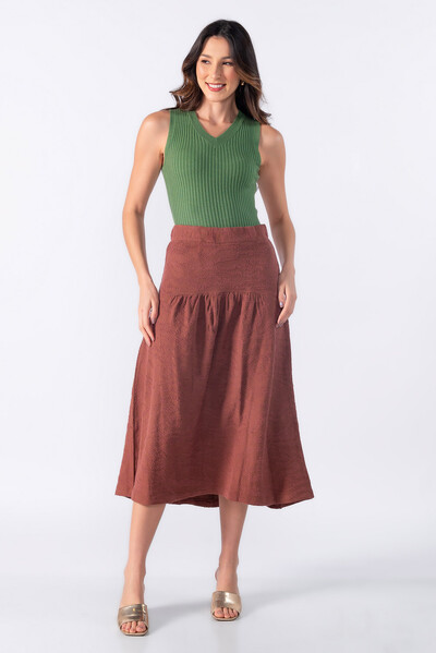 FotoBlusa tricot canelada decote v